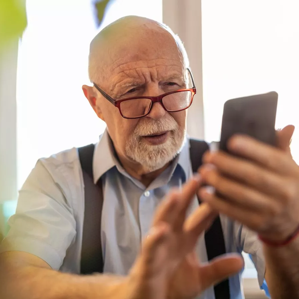 Elderly man with smartphone